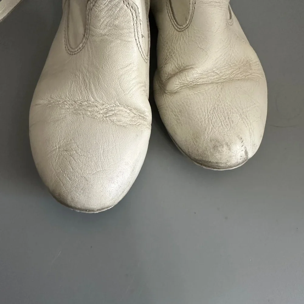 Linda Lewis Designs White Leather Western Concho Tassel Boots Womens 7 M Brazil